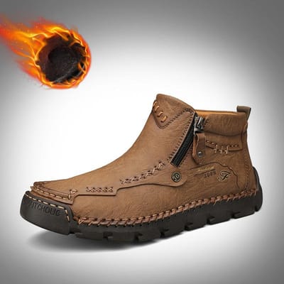 Herenschoenen Herfst plus Maat Casual Alles-Passend Heren Britse Stijl Winter Fleece Voering plus Maat Halfhoge Leren Schoenen 48 brown