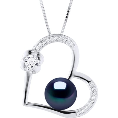 LIEFDE ketting zoetwaterparels 8-9mm Black 925