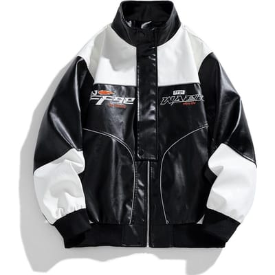 Veste en similicuir streetwear pour homme - Style hip-hop, col montant, fermeture éclair, manches courtes avec poches L noir