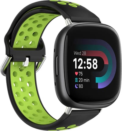 By Qubix - Geschikt voor fitbit Versa 3 & 4 / Sense 1 & 2 - Sport editie - Large - Zwart + groen