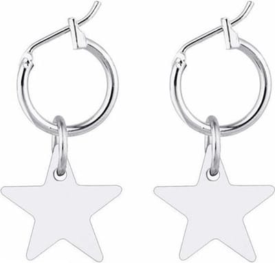 Fako Bijoux® - Oorringen Met Ster - RVS - Stainless Steel - 19mm - Zilverkleurig