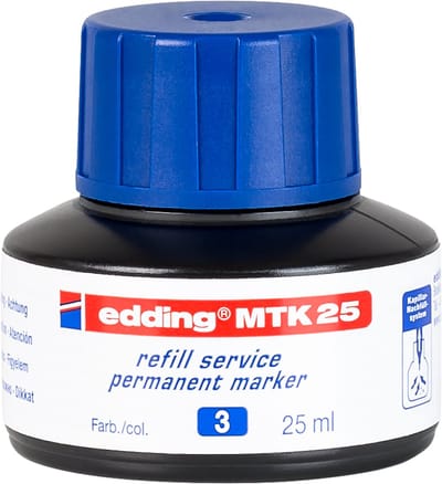 edding MTK 25 navulinkt permanent marker blauw - geschikt voor edding permanent markers - gemakkelijk navullen via het capillairsysteem