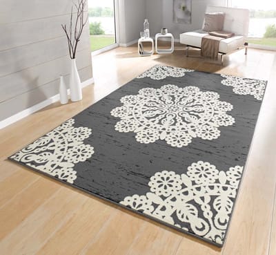 Modern vloerkleed - Lace grijs/crème 80x150