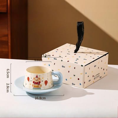 Circus Cartoon Waterbeker Koffieset Kleurendoos Engelse Kop Schotel Afternoon Tea Kopjesset 280ML white