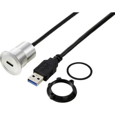 TRU COMPONENTS TC-13376308 USB-C (3.1) bus/USB-A (3.0) stekker 1 m kabel zilver 1 stuk(s)