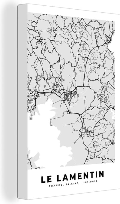 Canvas Schilderij Plattegrond – Le Lamentin – Stadskaart – Kaart – Frankrijk - 20x30 cm - Wanddecoratie