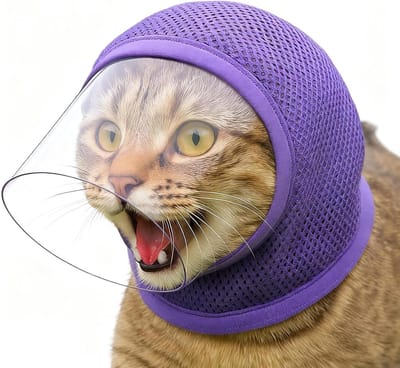 Katten Muilkorf - Gezichtsbedekking Kat - Nagels Knippen - Ademend Gaasontwerp - Maat S - Paars