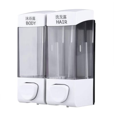 Dailygoods- Douche Dispenser Wandmontage - Zeepdispenser - Shampoo/Lotion Dispenser - Transparant Design - Eenvoudige Bediening - 2 Vloeistofhouders