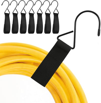 8 stuks verlengkabel-organizer en hangers, 33 x 3,2 cm, verstelbare kabelorganisatie met metalen haken, kabelbinders, herbruikbaar, voor het opbergen van kabels, touwen