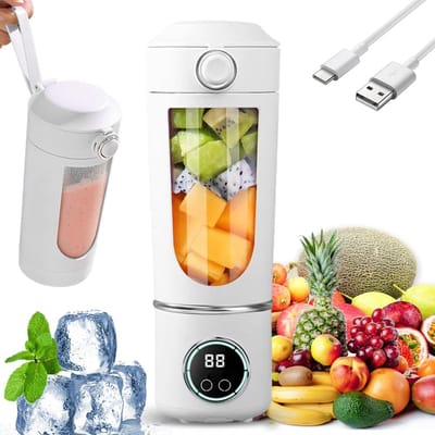 Draagbare minimixer 700 ml, 12 roestvrijstalen messen, oplaadbare sap pers, digitaal display, zelfreinigend
