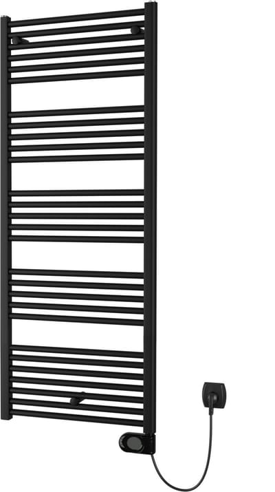 Plieger Elba Elektrische handdoekradiator – Handdoek verwarmer – Met klokthermostaat – 146.2 cm x 50 cm – 700 Watt – Mat zwart