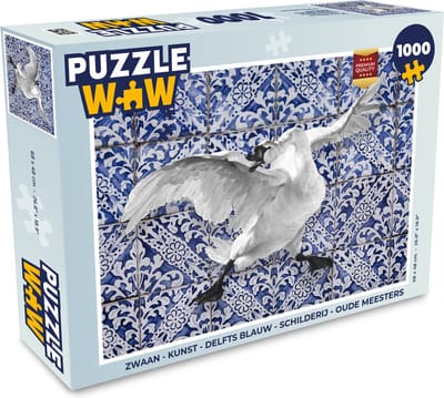Puzzel Zwaan - Kunst - Delfts blauw - Schilderij - Oude meesters - Legpuzzel - Puzzel 1000 stukjes volwassenen