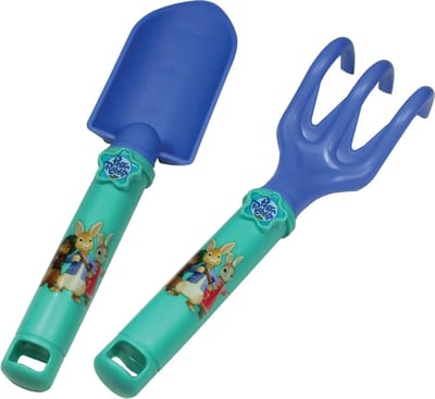 Pieter Konijn - Tuingereedschap set van 2 - Hark - Schep - Blauw