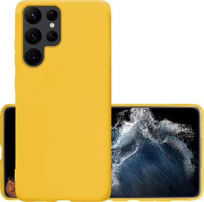 Hoesje - Geschikt voor Samsung Galaxy S22 Ultra - Sterk & Shockproof - Hoes Cover - Siliconen Case - Geel