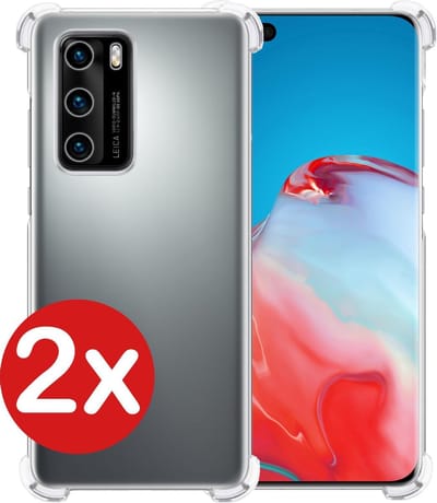 Hoesje - 2 Stuks - Geschikt voor Huawei P40 - Sterk & Shockproof - Back Cover - Siliconen Case - Telefoon Hoes Shock Proof - Telefoonhoes - Transparant