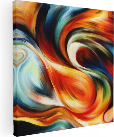 Artaza Canvas Schilderij Abstracte Kunst - 30x30 cm - Klein - Muurdecoratie Woonkamer - Wanddecoratie Kleurrijk - Kamer Accessoires