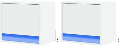 Nachtkastjes met LED - Zwevend nachtkastje wandmontage - Slaapkamer organiseren - Ruimtebesparend wanddesign - 45 x 31 x 40.5 cm