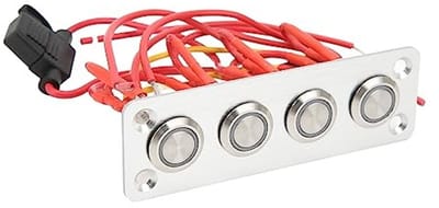 Dailygoods - 4-gangen Schakelpaneel - Roestvrijstalen Knopschakelaar - Gebruiksvriendelijk Ontwerp - Blauw Licht - Geschikt voor RV en Boot - 12V 16A