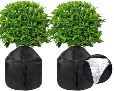 SnelShoppen - Thermal Plant Protection Bag 45 x 50 cm - Beschermende Zak voor Winter Potten - Frost Bescherming met Trekkkoord - 2 Stuks voor Tuin en