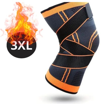 Bovista Kniebrace - Sportbrace Knie - Knee Sleeves - Knee Sleeves Powerlifting - Compressie Knie Brace - Knee Wraps - Knee Support - Dames - Heren - Comfortabel - Oranje - Maat XXXL
