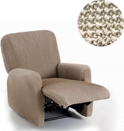 Belmarti® Relaxfauteuil Milos - 60cm tot 85cm breed - Ivoor - Hoge kwaliteit stof met maximale elasticiteit - Antistatisch - Van ademend Katoen voor comfortabel zitten zonder zweten