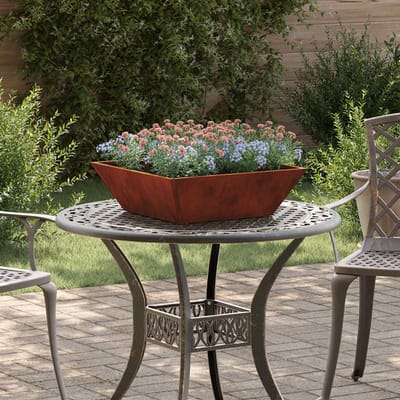 vidaXL - Plantenbak - Roestkleurig - 50 - x - 50 - x - 15 - cm - weervast - staal