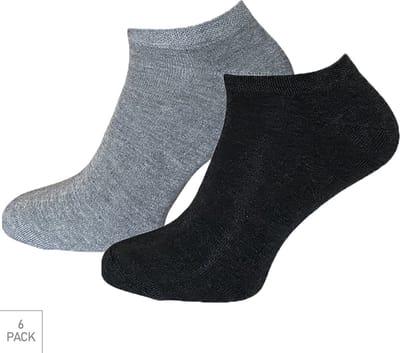 Boru Bamboo - 6-Pack - Sneakersokken met Badstof Zool - Bamboe - Hypoallergeen - Heren / Dames - antraciet - 36-40 - 2309