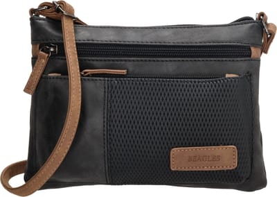 Beagles Brunete Crossbody Schoudertas Handige ritsvakjes - Zwart