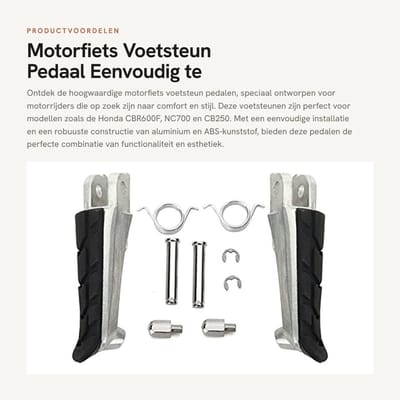 Dailygoods- Voetsteun Hoge Kwaliteit - Voetsteunen Motorfiets - Aluminiumlegering - Eenvoudige Installatie - Zwart/Zilver - Voor H-on-da Modellen - Voorpedaal