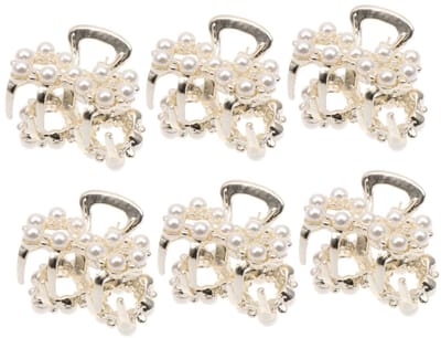 Dailygoods- Parelklemmen 6 stuks - Mini-haarspelden - Haaraccessoires - Dameshaarclips - Kunstparels - Delicaat cadeau