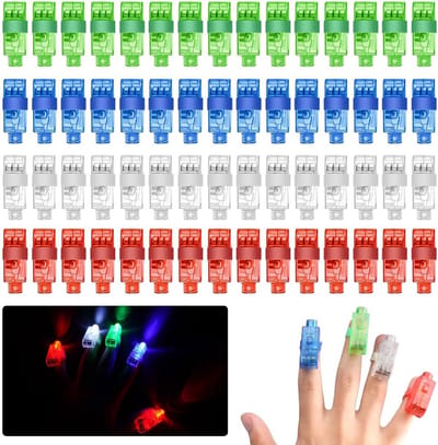 60 stuks LED-vingerlampjes Geschikt voor jongens en meisjes, 4 felle kleuren, vingerlampjes