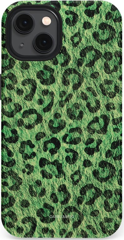 Casetastic hoesje geschikt voor Apple iPhone 13 - MagSafe - Dubbellaagse bescherming - Groene Panterprint - Fashion Case - Donkergroen Zwart
