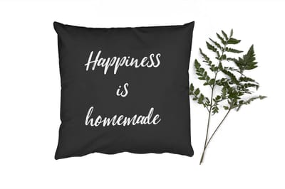 Sierkussens - Kussentjes Woonkamer - 40x40 cm - Quotes - Spreuken - Happiness is homemade - Geluk