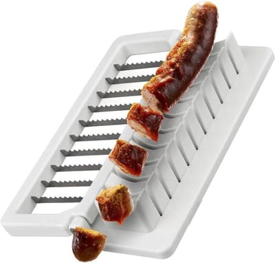 Hotdogsnijder - 26×9,5×5,7 cm - Bananensnijder - Roestvrijstalen worstsnijder - Roestvrijstalen mes - Multifunctionele worstsnijder - Hamsnijder - Bananengrillworstsnijder - Keukengereedschap - BBQ Outdoor Camping - Wit
