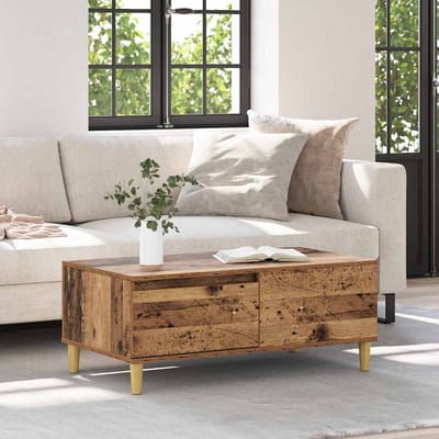 vidaXL - Salontafel - Oud - Hout - 90 - x - 50 - x - 35 - cm - Bewerkt - hout