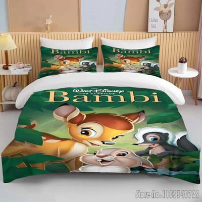 Bambi Bedrukt Zacht Beddengoed Set Dekbedovertrek Anime Dekbed Volwassen Kinderen Verjaardagscadeau Volledige Maat King Size Beddengoed Set US Full 200x229cm