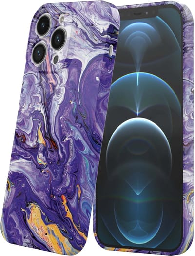 Smartphonica Telefoonhoesje Geschikt voor iPhone 12 Pro met Paars Goud Marmer Opdruk - Flexibel Softcase TPU - Backcover Case Paars Gold Marble Design geschikt voor iPhone 12 Pro