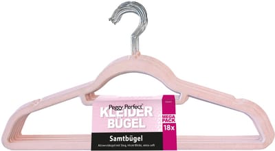 Peggy Perfect Kledinghangers 'Fluweel' met stang, 18 stuks