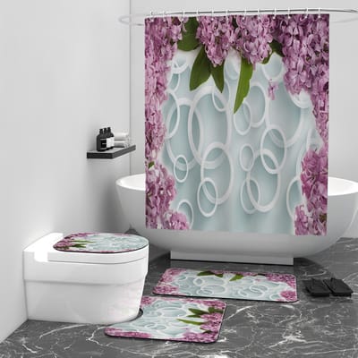 Floraweg Douchegordijn,Shower Curtain,badgordijn,badkamergordijn,Verschillende geometrische figuren,-topkwaliteit - digitale printen -Anti Schimmel - Inclusief 12 ringen -met 12 stuks douchegordijnhaken – Waterdicht -Wasbaar- Polyester - 180x200 cm