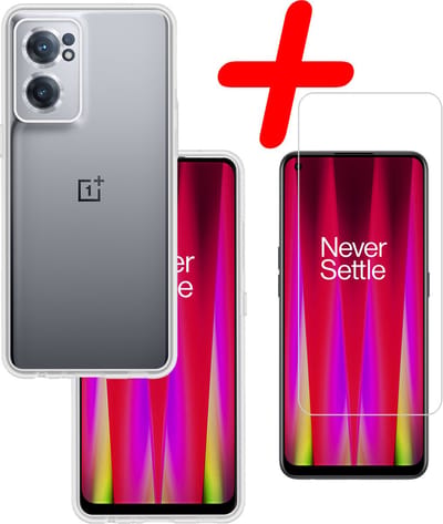 Hoesje Met Screenprotector - Geschikt voor OnePlus Nord CE 2 - Sterk & Shockproof - Back Cover - Siliconen Case - Telefoon Hoes - Transparant