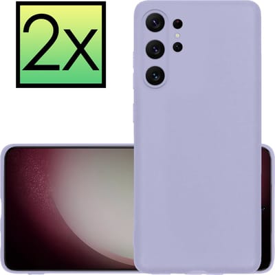 Hoesje - 2 Stuks - Geschikt voor Samsung Galaxy S23 Ultra - Sterk & Shockproof - Case Siliconen - Back Cover - Telefoon Hoes - Lila
