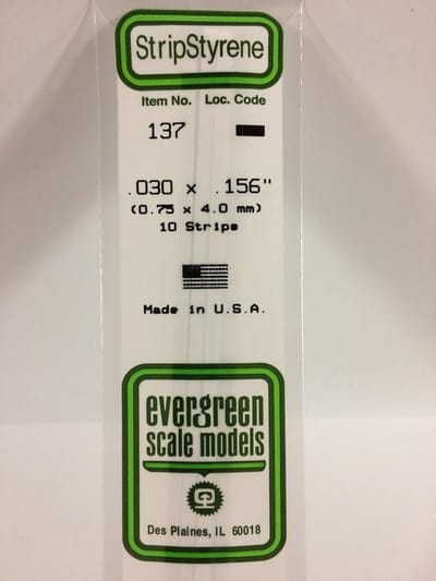 Evergreen Modelbouwdecoratie - 137 Strip 0,8mmX4mmX35cm - 10 stuks Styreen