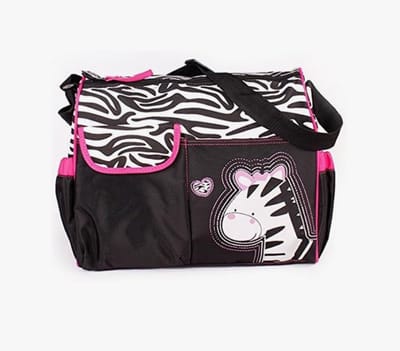 luiertas, schoudertas voor moeder, met reismat Zebrapatroon / roze
