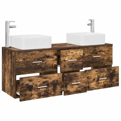 vidaXL - Badkamerkast - set - 3 - st - Gerookt - eiken - 49,5 - x - 41 - x - 63 - cm
