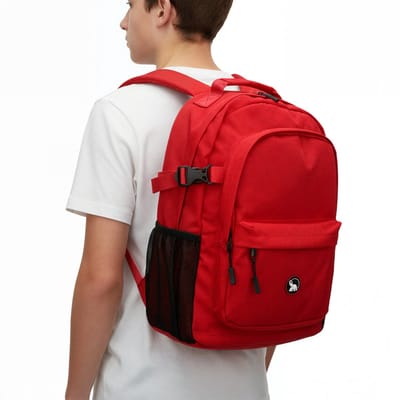 Schooltas Laptop 17 Inch - Waterafstotende Weekendtas 16l - Rugtas 42x34x18 - Waterdichte Reistas - Comfortabele Rugzak laptopvak - voor Jongens & Meisjes - Laptop Tas - Travel Bag - Compact Formaat voor Heren & Dames - Backpack - Rood - Leonardo