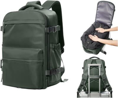 Vacuüm Rugzak - Vacuüm compressierugzak voor heren en dames - Handbagage Rugzak voor Vliegtuig - Inclusief elektrische luchtpomp - Waterafstotend - Maakt compacte verpakking mogelijk - Voor reizen werk en school - 42 x 29 CM - Groente