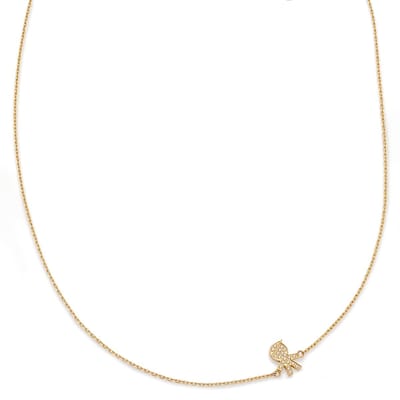Mediterranean | 14K vergulde ketting met bedel met witte zirkonia
