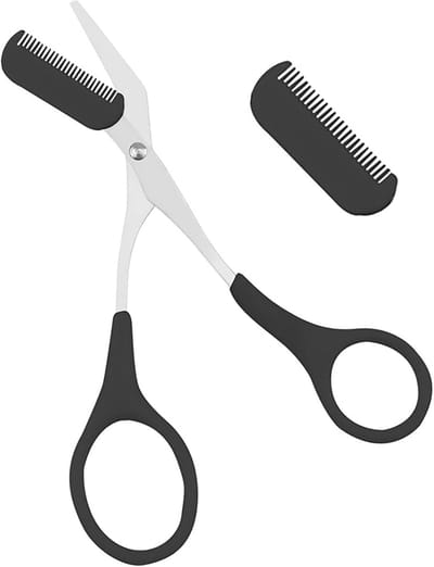 Wenkbrauwschaar met kam - Trimmer tool - Precisie trimmen - Afneembare kam - 145 cm pakket - Zwart