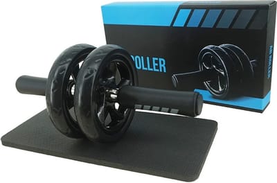 Koopiez Buikwiel met Mat - AB Roller - thuisgymnastiek - fitnessapparatuur - Taille & Buik Oefening - Draagbaar - Zwart