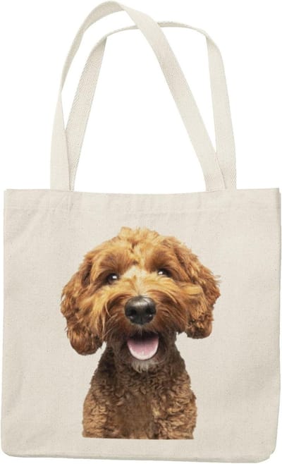 Katoenen Schoudertas - Cockerpoo Tas - Dagelijkse Boodschappen - Levendige Digitale Print - 42 x 38 cm